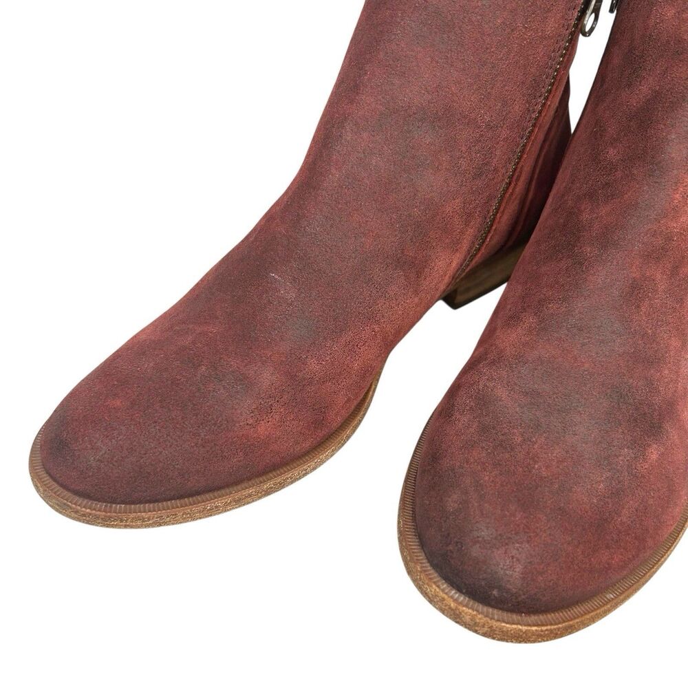 Kork-Ease Riley Boots Dark Brick Distressed Red Leather Ankle Zipper Women’s 8.5 - Picture 6 of 10